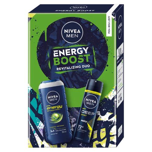 Miniaturka artykułu - Nivea Men Zestaw Energy Boost Revitalizing Duo dla mężczyzn (Żel pod prysznic, 250 ml + Antyperspirant, 150 ml)