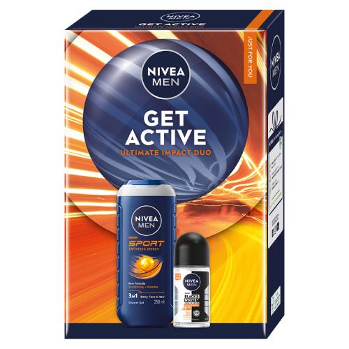 Miniaturka artykułu - Nivea Men Zestaw Get Active Ultimate Impact Duo dla mężczyzn (Żel pod prysznic, 250 ml + Antyperspirant, 50 ml)