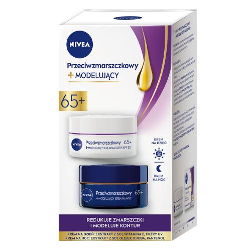 Miniaturka artykułu - NIVEA 65+ Zestaw Modelujący krem na dzień SPF30 65+, 50ml i noc, 50ml