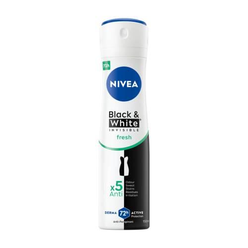 Miniaturka artykułu - Nivea Black&White Invisible Fresh Antyperspirant w sprayu, 150 ml