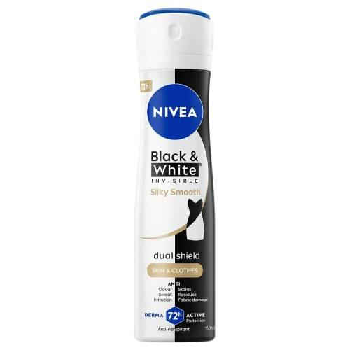 Miniaturka artykułu - NIVEA Antyperspirant BLACK&WHITE Silky Smooth, 150ml  
