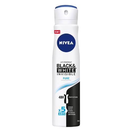 Miniaturka artykułu - NIVEA Black & White Invisible Pure Antyperspirant spray, 250 ml