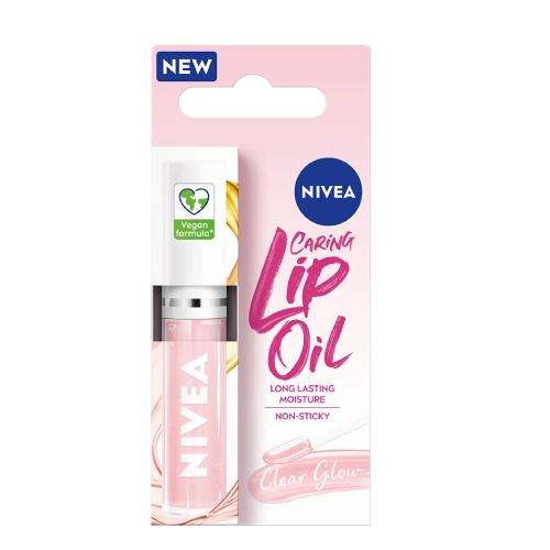 Miniaturka artykułu - NIVEA Caring Lip Oil Clear Glow pielęgnujący olejek do ust, 5.5ml