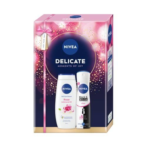 Miniaturka artykułu - Nivea Delicate Zestaw pielęgnacyjny dla kobiet Żel pod prysznic, 250 ml + Antyperspirant spray, 150 ml