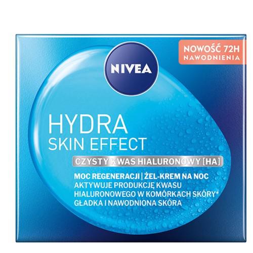 Miniaturka artykułu - NIVEA HYDRA SKIN EFFECT Regenerujący żel-krem do twarzy z kwasem hialuronowym na noc, 50ml