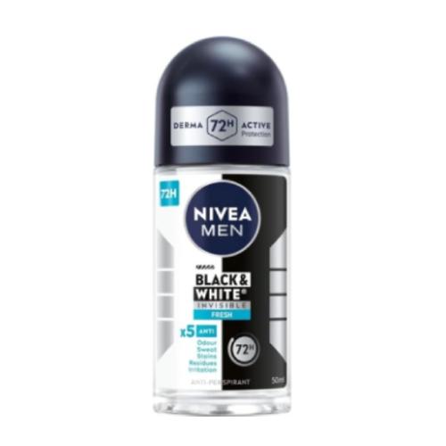 Miniaturka artykułu - NIVEA MEN Black&White Invisible Fresh Antyperspirant roll on, 50ml