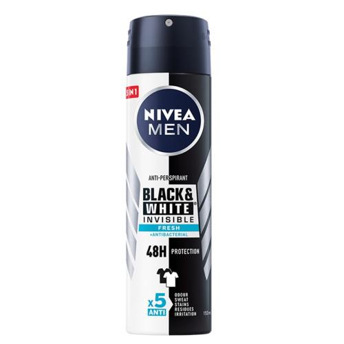 Miniaturka artykułu - NIVEA MEN Black&White Invisible Fresh Antyperspirant w aerozolu, 150 ml