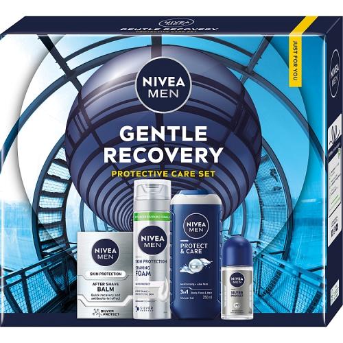 Miniaturka artykułu - Nivea Men Gentle Recovery Zestaw kosmetyk&oacute;w dla mężczyzn Balsam po goleniu, 100 ml + Pianka do golenia, 200 ml + Żel pod prysznic, 250 ml + Antyperspirant Roll-On, 50 ml