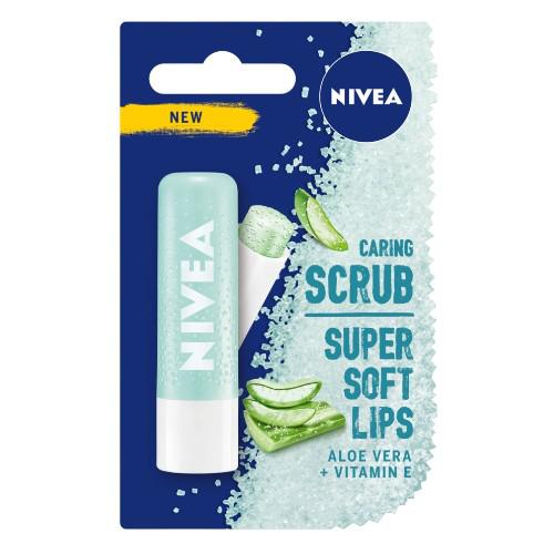 Miniaturka artykułu - Nivea Pielęgnujący peeling do ust w sztyfcie Aloes, 4,8 g
