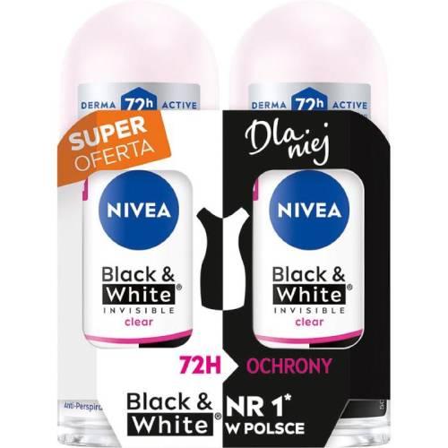 Miniaturka artykułu - NIVEA roll-on BLACK&WHITE Invisible Clear, 2 x 50 ml