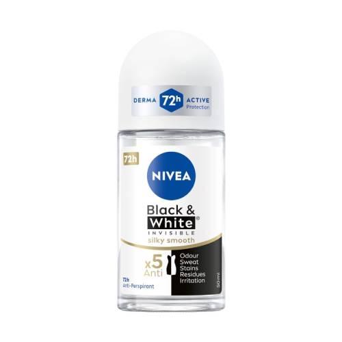 Miniaturka artykułu - Nivea Black & White Invisible Silky Smooth roll-on Antyperspirant w kulce dla kobiet, 50 ml