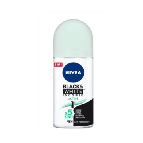 Miniaturka artykułu - NIVEA Invisible Black&White Active Women Antyperspirant Roll-on, 50ml