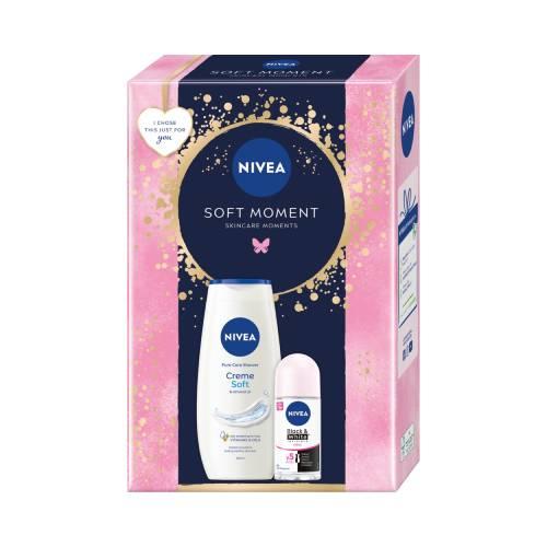 Miniaturka artykułu - NIVEA Soft Moment Zestaw Creme Soft Żel pod prysznic, 250 ml  + Black & White Clear Antyperspirant, 50 ml