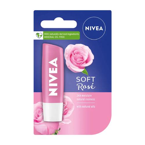 Miniaturka artykułu - NIVEA Soft Ros&eacute; Pielęgnująca pomadka do ust, 4,8 g