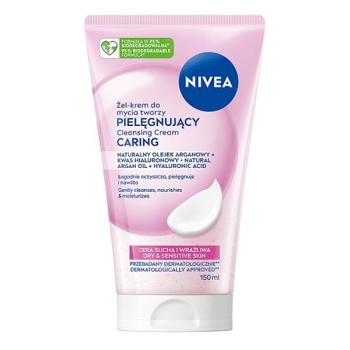 Miniaturka artykułu - Nivea Pielęgnujący Żel-krem do mycia twarzy do cery suchej i wrażliwej, 150 ml