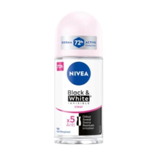 Miniaturka artykułu - NIVEA Black&White Invisible Clear Antyperspirant roll on, 50ml