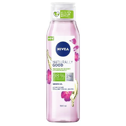 Miniaturka artykułu - NIVEA żel pod prysznic NATURALLY GOOD DZIKA R&Oacute;ŻA BIO OLEJ, 300ml
