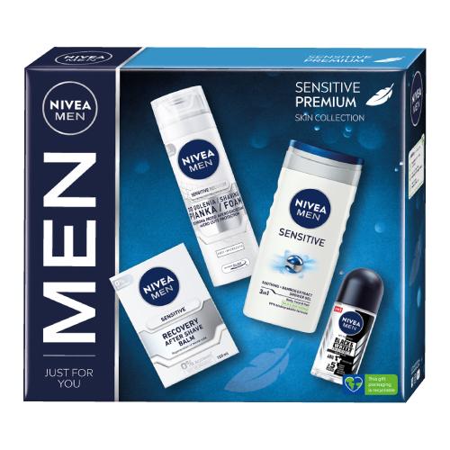 Miniaturka artykułu - Zestaw NIVEA MEN Sensitive Premium Żel pod prysznic, 250ml + Antyperspirant, 50ml + Balsam po goleniu, 100ml + Pianka do golenia, 200ml
