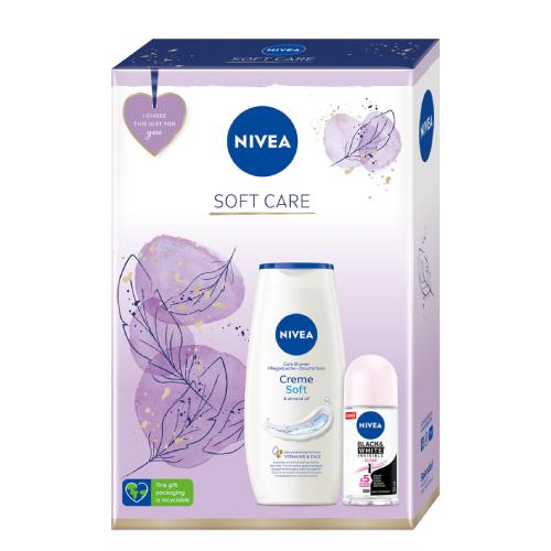 Miniaturka artykułu - NIVEA Zestaw Soft Care Żel pod prysznic, 250ml + Antyperspirant roll-on, 50ml