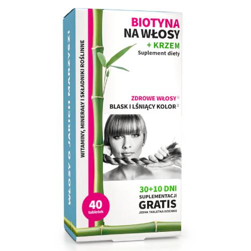 Miniaturka artykułu - Noble Health Biotyna na włosy + Krzem, 40 tabl.