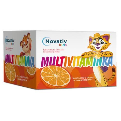 Miniaturka artykułu - Novativ Kids Lizak Multivitaminka smak pomarańczowy, 30 szt.