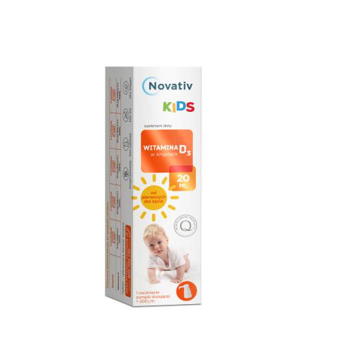 Miniaturka artykułu - Novativ Kids Witamina D3 w kroplach, 20ml
