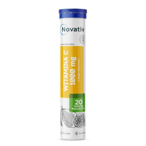 Miniaturka artykułu - Novativ Witamina C 1000 mg, 20 tabletek musujących