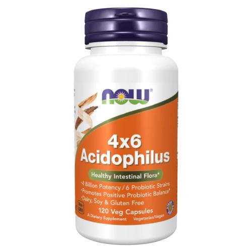 Miniaturka artykułu - Now Foods 4x6 Acidophilus Probiotyk, 120 kaps.