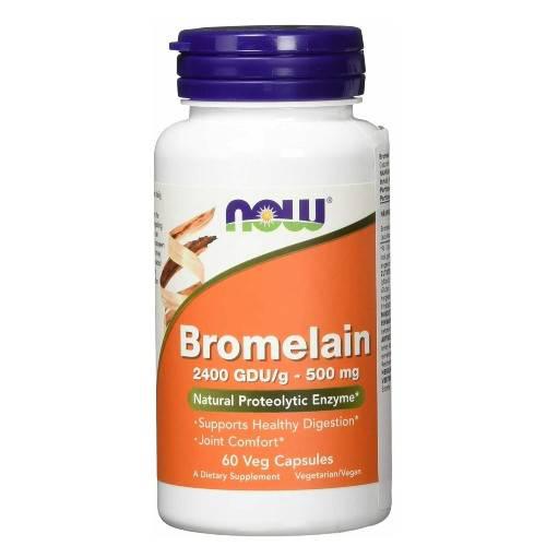 Miniaturka artykułu - Now Foods Bromelaina 500 mg 2400 GDU/g, 60 kaps