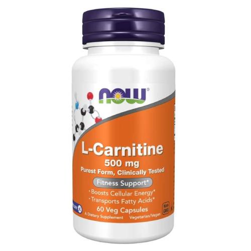 Miniaturka artykułu - Now Foods L-carnitine 500 mg, 60 kaps.