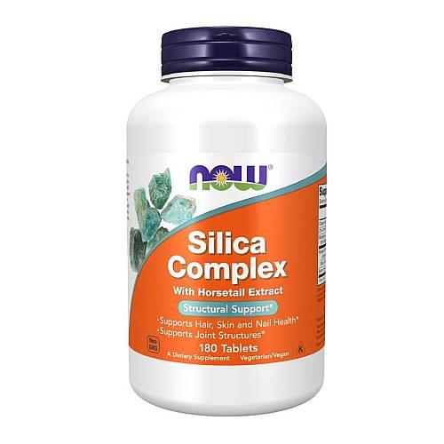 Miniaturka artykułu - Now Foods Silica Complex Krzem włosy sk&oacute;ra paznokcie 500 mg, 180 tabl.