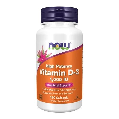Miniaturka artykułu - NOW Vitamin D-3 1000- 180 kaps.