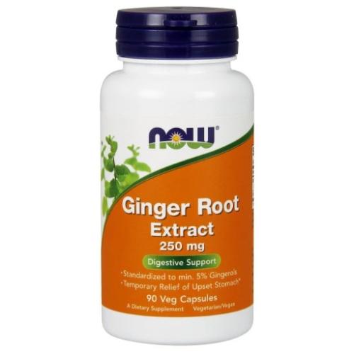 Miniaturka artykułu - NOW Ginger Root Extract Wyciąg z korzenia imbiru 250mg, 90 kapsułek