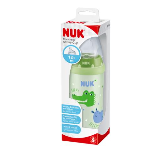 Miniaturka artykułu - NUK ACTIVE CUP Kubek niekapek z silikonowym ustnikiem 12m+ KROKODYL, 300ml