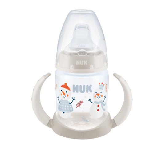 NUK Butelka z uchwytami First Choice+ 6-18m ustnik silikonowy niekapek Snow biała, 150ml