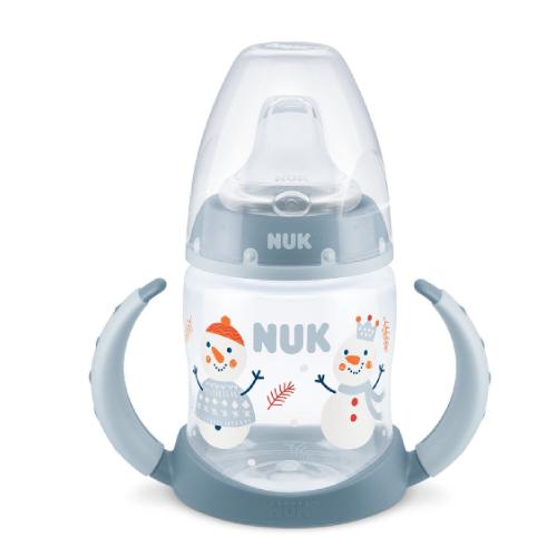 NUK Butelka z uchwytami First Choice+ 6-18m ustnik silikonowy niekapek Snow niebieska, 150ml