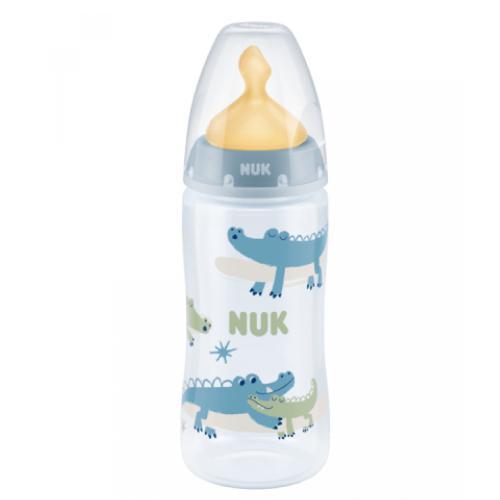 Miniaturka artykułu - NUK First Choice+ Butelka ze wskaźnikiem temperatury ze smoczkiem silikonowym 6-18m XL niebieska, 360ml