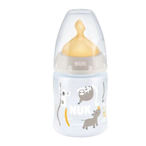 Miniaturka artykułu - NUK First Choice Plus Butelka ze wskaźnikiem temperatury (0-6m) lateks-szara, 150ml