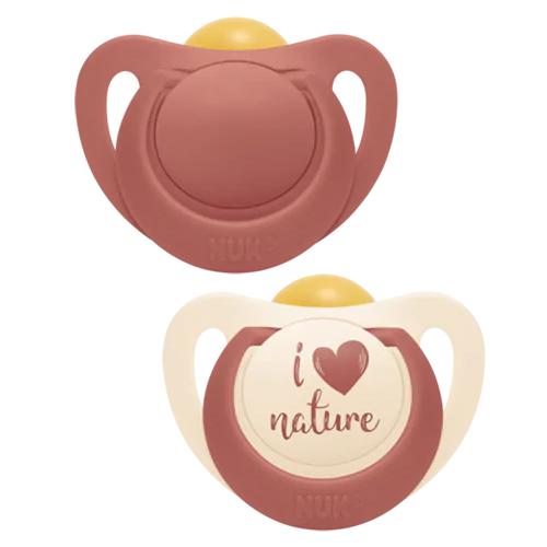 Miniaturka artykułu - NUK FOR NATURE Smoczek uspokajający lateksowy 0-6m terakota, 2 sztuki	