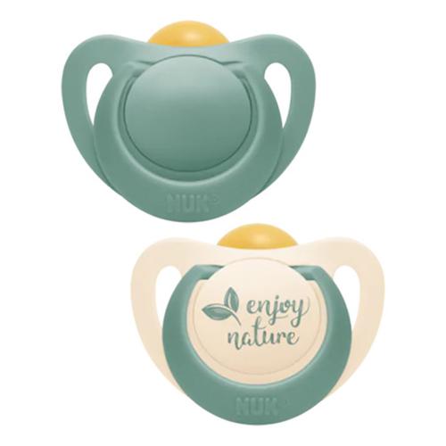 Miniaturka artykułu - NUK FOR NATURE Smoczek uspokajający lateksowy 6-18m zielony, 2 sztuki