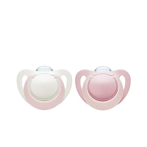 Miniaturka artykułu - NUK Genius Silikonowy smoczek uspokajający r&oacute;żowy/biały 18-36m, 2 sztuki