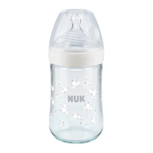 NUK Nature Sense Butelka szklana ze wskaźnikiem temperatury biała, 240ml