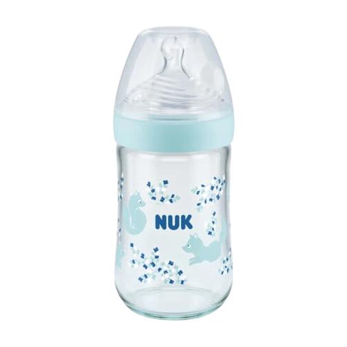 NUK Nature Sense Butelka szklana ze wskaźnikiem temperatury niebieska, 240ml