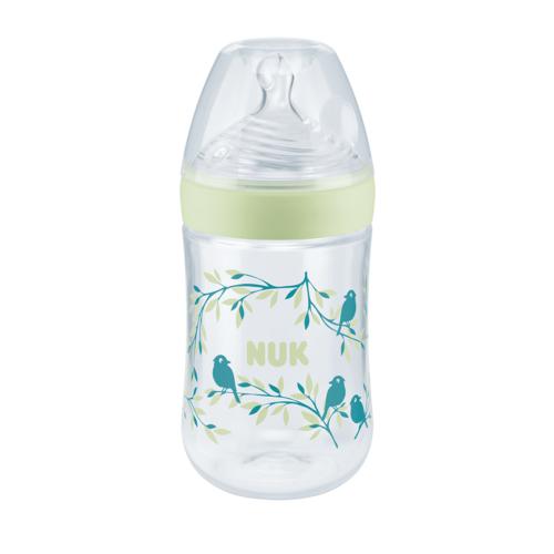NUK Nature Sense Butelka ze wskaźnikiem temperatury M 6-18m zielona Ptaszek, 260ml