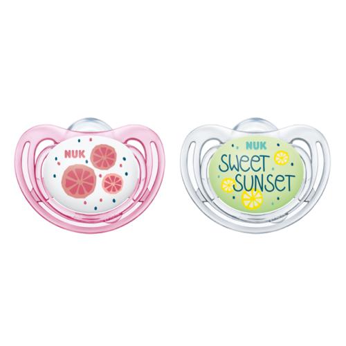 NUK Smoczek uspakajający silikonowy Freestyle Fruits 6-18m GIRL, 2 szt.