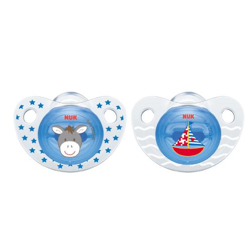 NUK Smoczek silikonowy Baby Gluck niebieski + niebieski 0-6m, 2 szt.