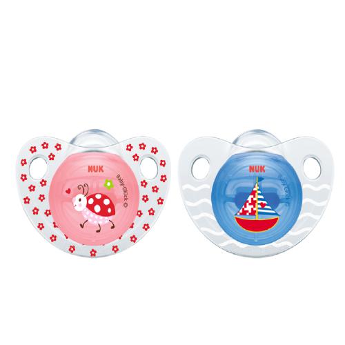 NUK Smoczek silikonowy Baby Gluck r&oacute;żowy i niebieski 6-18m, 2 szt.