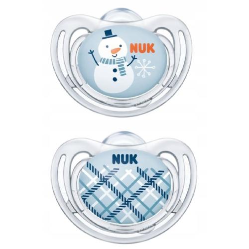 Miniaturka artykułu - NUK Smoczek silikonowy Freestyle Snow bałwanek 18-36m, 2szt.