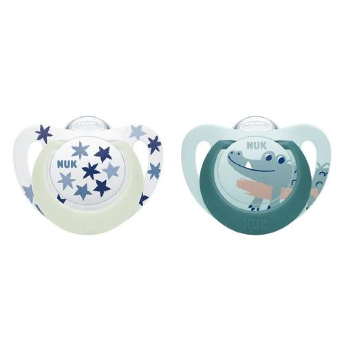 NUK Smoczek silikonowy uspokajający Star Day&Night 6-18 m Boy, 2 szt.