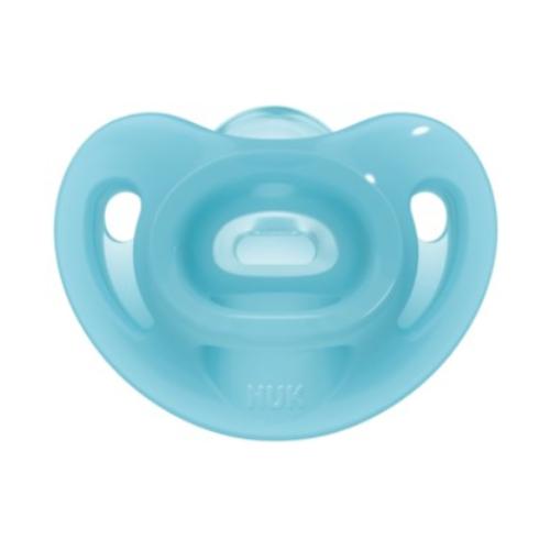 Miniaturka artykułu - NUK Smoczek uspokajający silikonowy Sensitive 6-18m niebieski, 1 szt.